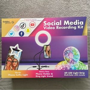 NIB Social Media Video Recording Kit Flexible Ring Light Phone Stand Selfie